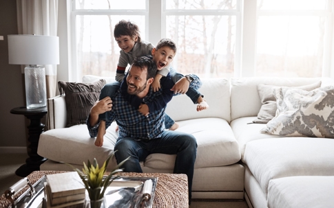Single father and sons