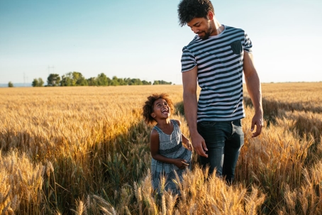 Dad and daughter outside