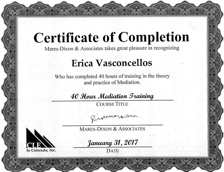 Certification of completion 