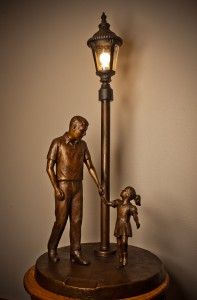 Small bronze statue lamp