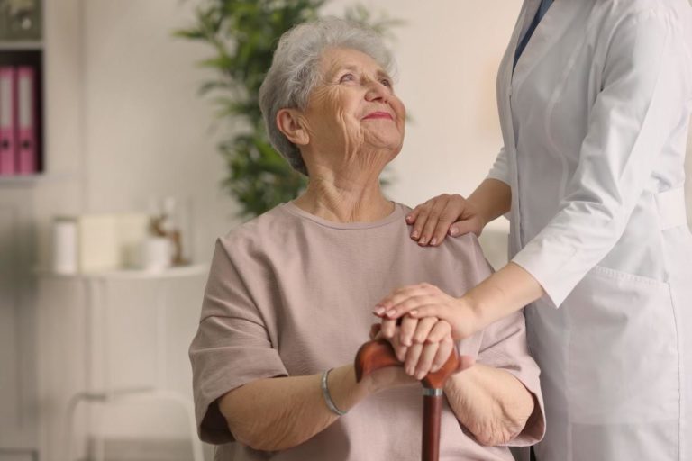 Elderly woman in nursing home